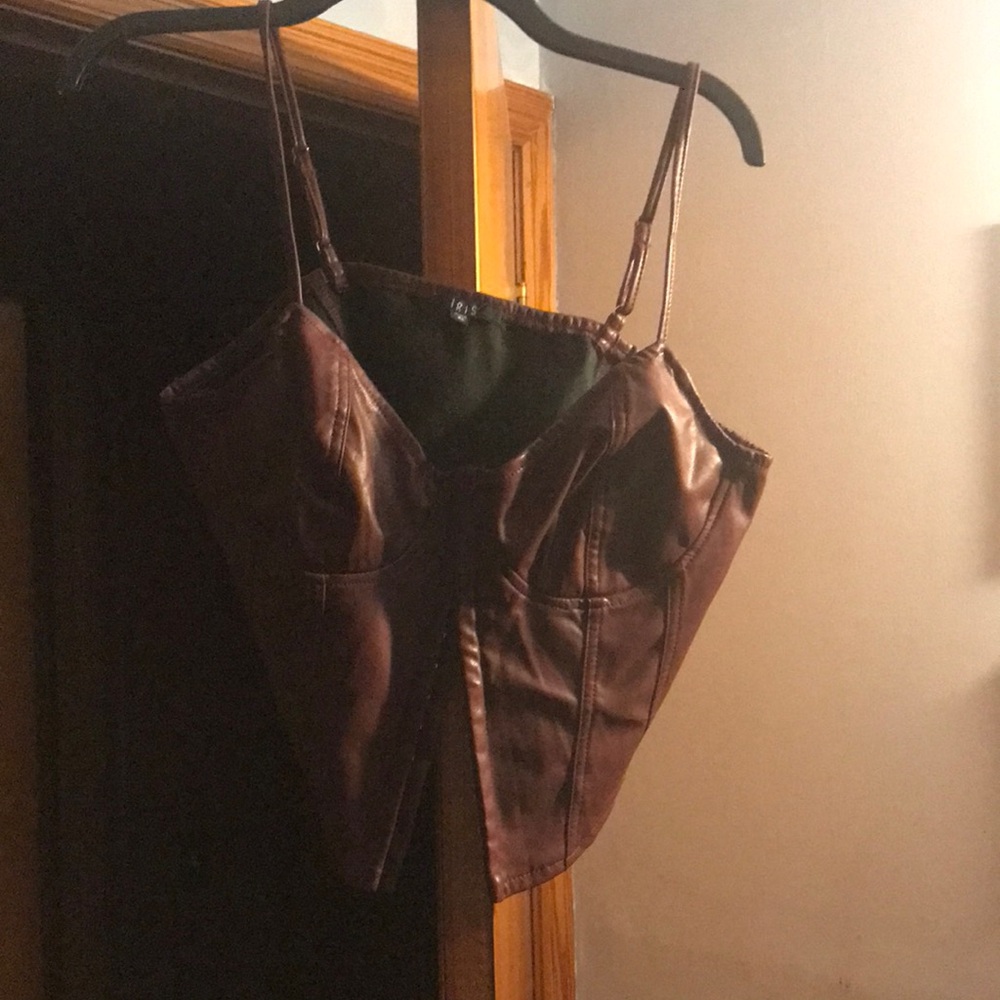 Brown Leather Corset Top